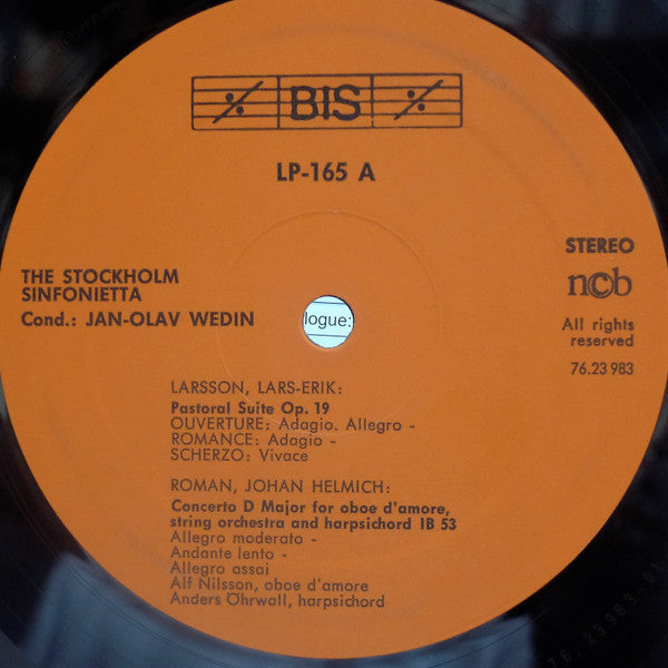 Lars-Erik Larsson, Johan Helmich Roman, Kurt Atterberg, Hilding Rosenberg, Stockholm Sinfonietta, Jan-Olav Wedin, Alf Nilsson, Nils-Erik Sparf, Jouko Mansnerus, Elemér Lavotha : A Swedish Pastorale (Pastoral Suite - A Winter's Tale / Concerto For Oboe D'Amore / Suite No. 3 / Piece For Cello & Strings) (LP, Album, Gat)
