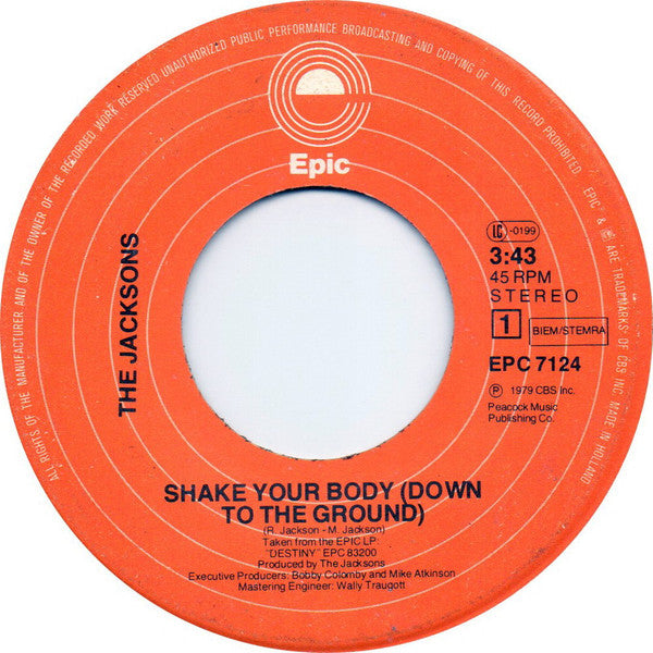 The Jacksons : Shake Your Body (Down To The Ground) (7", Single)