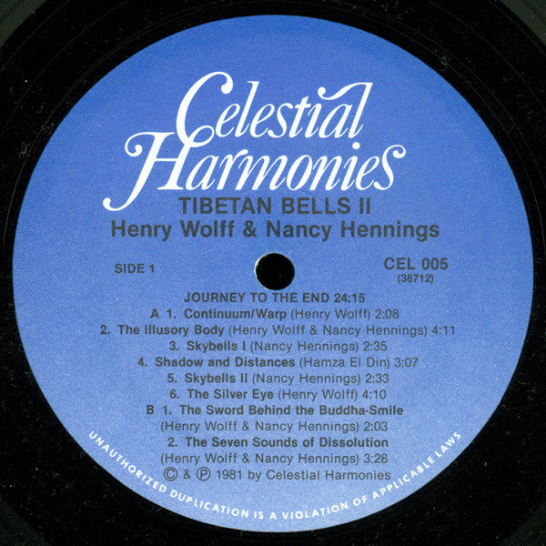 Henry Wolff & Nancy Hennings : Tibetan Bells II (LP, Album, RE, Wak)