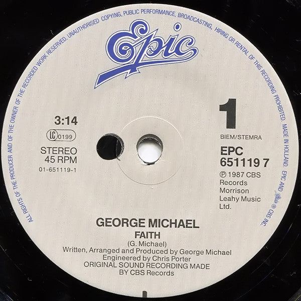 George Michael : Faith (7", Single, Sol)