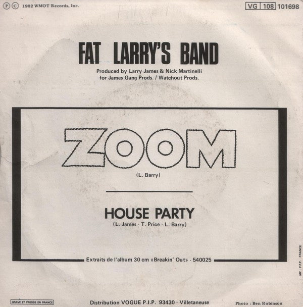 Fat Larry's Band : Zoom (7", Single)