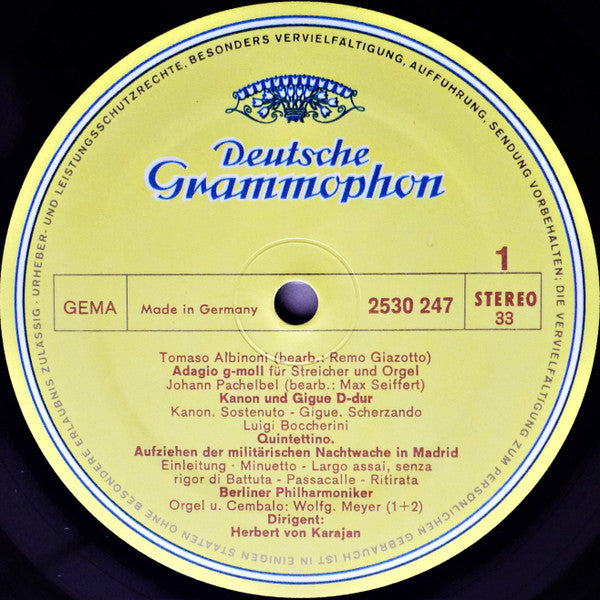 Tomaso Albinoni · Johann Pachelbel · Luigi Boccherini · Ottorino Respighi - Berliner Philharmoniker · Herbert von Karajan : Adagio (LP, Album)