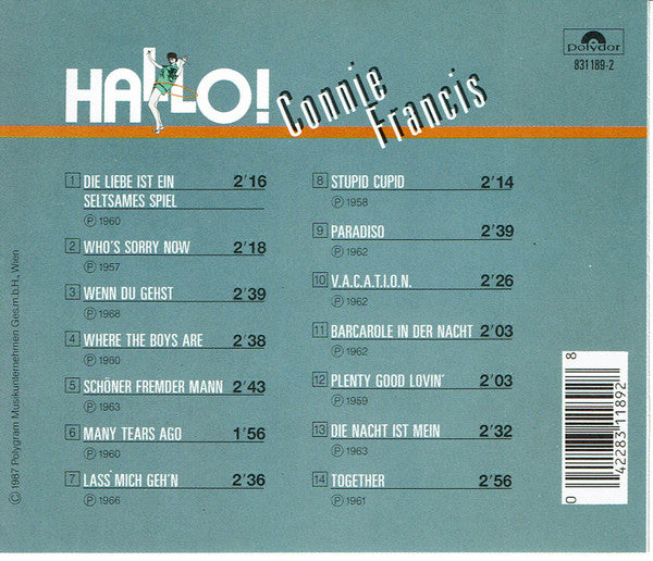 Connie Francis : Hallo! Connie Francis (CD, Comp)