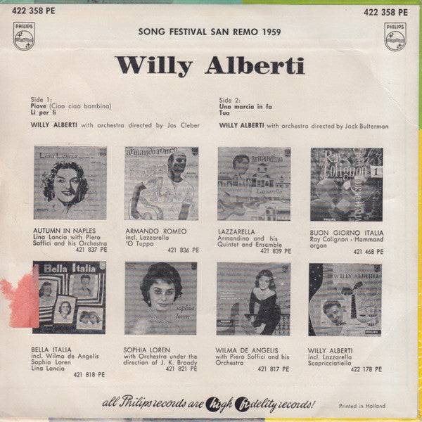 Willy Alberti : Song Festival San Remo 1959 (7", EP)