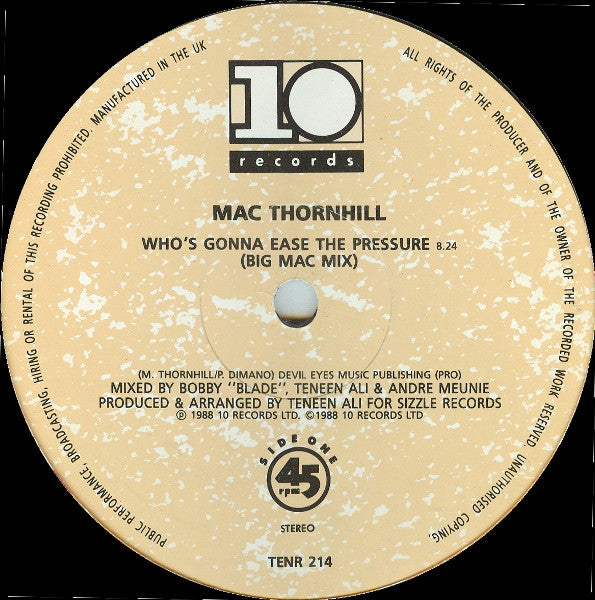 Mac Thornhill : Who's Gonna Ease The Pressure (Big Mac Mix) (12")