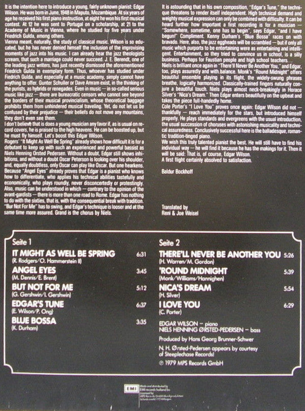 Edgar Wilson - Niels-Henning Ørsted Pedersen : Goin' Straight (LP, Album, RE)