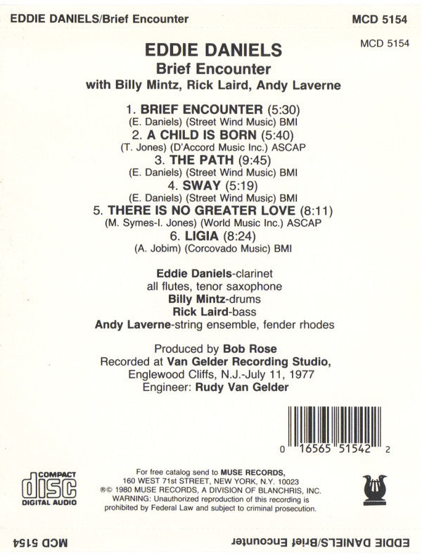 Eddie Daniels : Brief Encounter (CD, Album, RE)