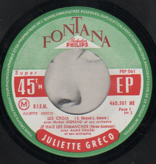 Juliette Gréco : 2 - Les Croix (7", EP, RE)