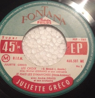 Juliette Gréco : 2 - Les Croix (7", EP, RE)