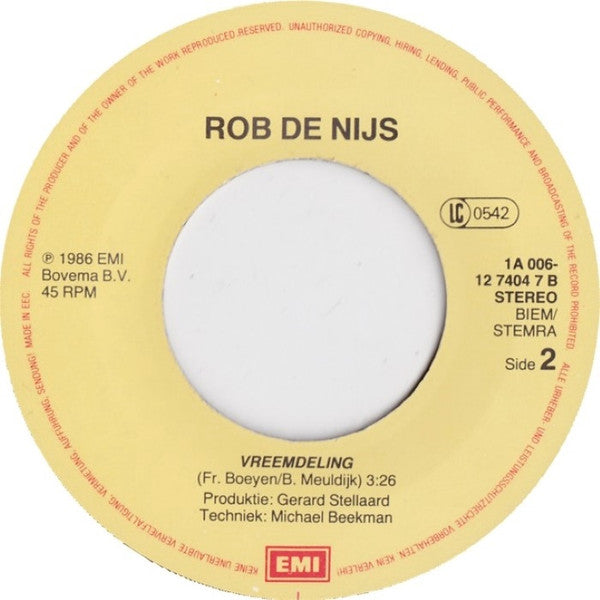 Rob de Nijs : Open Einde (7", Single)