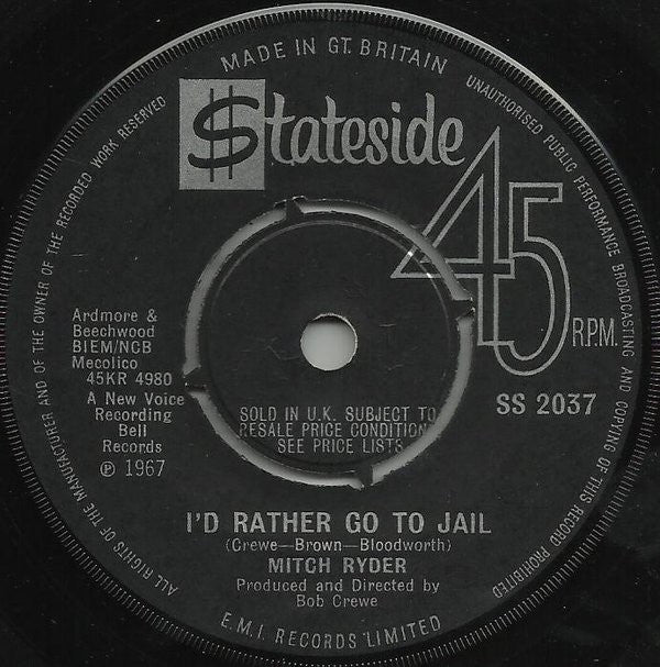 Mitch Ryder : Joy (7", Single)