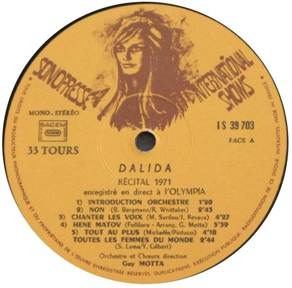 Dalida : Olympia 71 (Enregistré En Public) (LP, Album)
