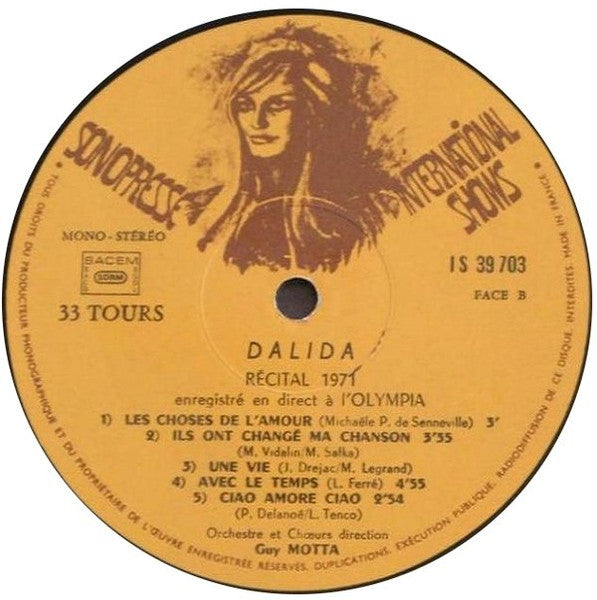 Dalida : Olympia 71 (Enregistré En Public) (LP, Album)