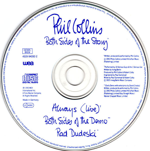 Phil Collins : Both Sides Of The Story (CD, Maxi)
