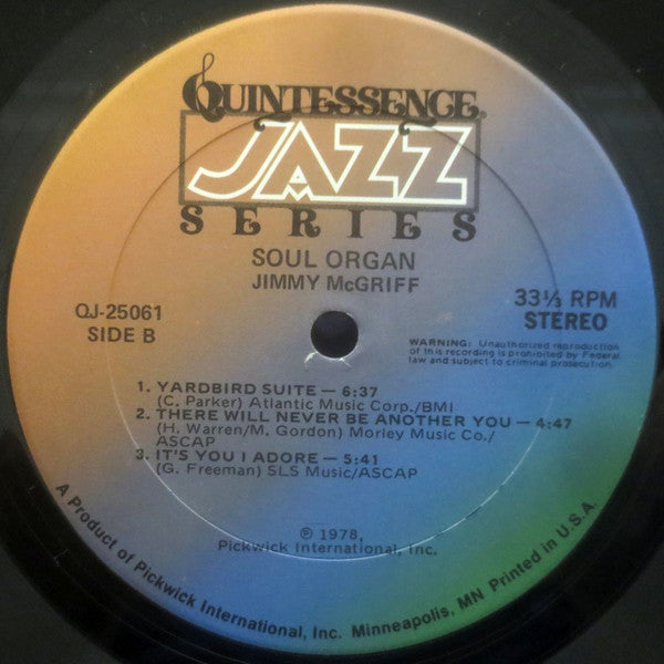 Jimmy McGriff : Soul Organ (LP, Album, Comp, RM)