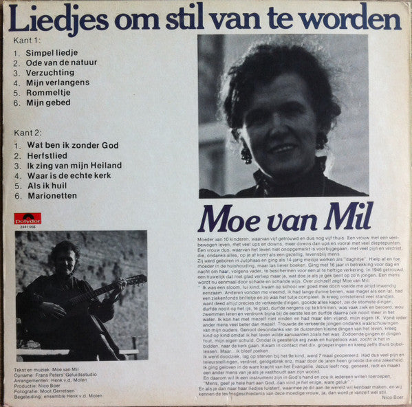 Moe van Mil : Liedjes Om Stil Van Te Worden (LP, Album)