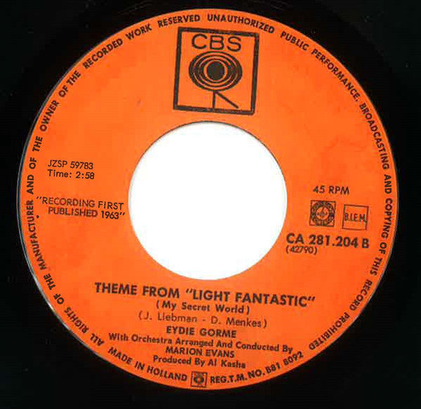 Eydie Gormé : Don't Try To Fight It, Baby / Theme From "Light Fantastic" (My Secret World) (7", Single)