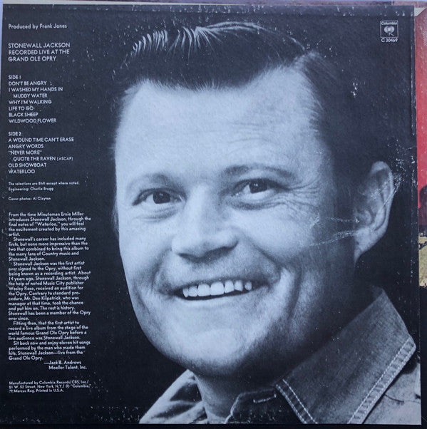 Stonewall Jackson : Recorded Live At The Grand Ole Opry (LP)