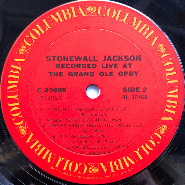 Stonewall Jackson : Recorded Live At The Grand Ole Opry (LP)