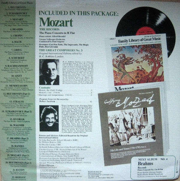 Various, Wolfgang Amadeus Mozart : The Piano  Concerto In B Flat - Funk & Wagnalls Family Library Of Great Music - Album 3 (LP, Comp)