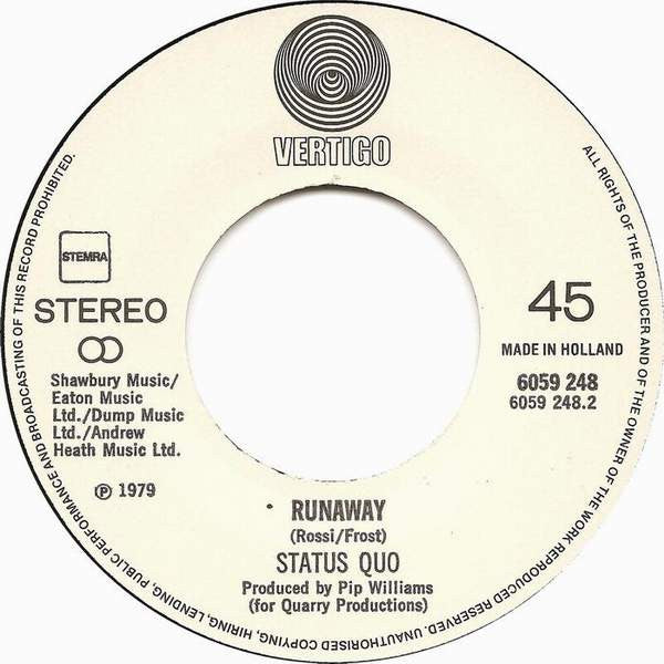 Status Quo : Living On An Island / Runaway (7", Single)