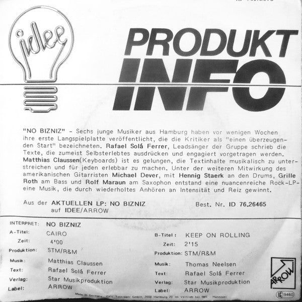 No Bizniz : Cairo (7", Single)