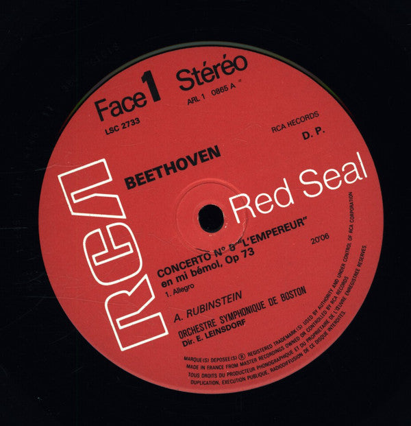 Ludwig van Beethoven, Arthur Rubinstein, Boston Symphony Orchestra, Erich Leinsdorf : Concerto No. 5 (Emperor) (LP, Album)