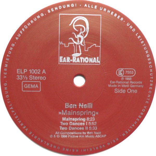 Ben Neill : Mainspring (LP, Album, Cle)