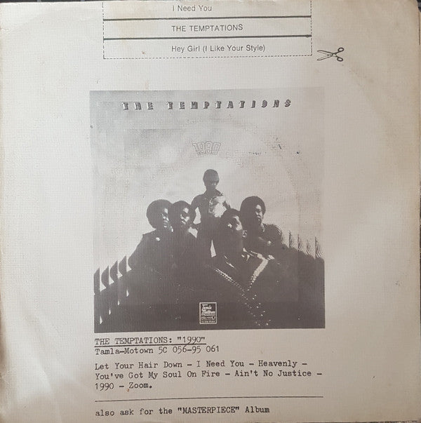 The Temptations : I Need You (7", Single)