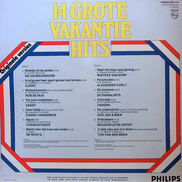 Various : 14 Grote Vakantie Hits (LP, Comp)
