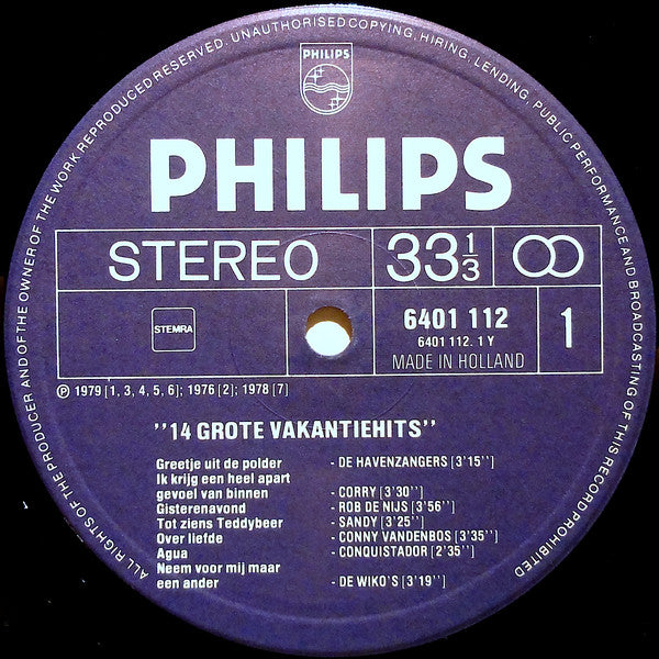 Various : 14 Grote Vakantie Hits (LP, Comp)
