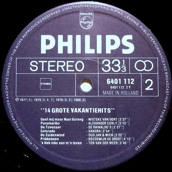 Various : 14 Grote Vakantie Hits (LP, Comp)
