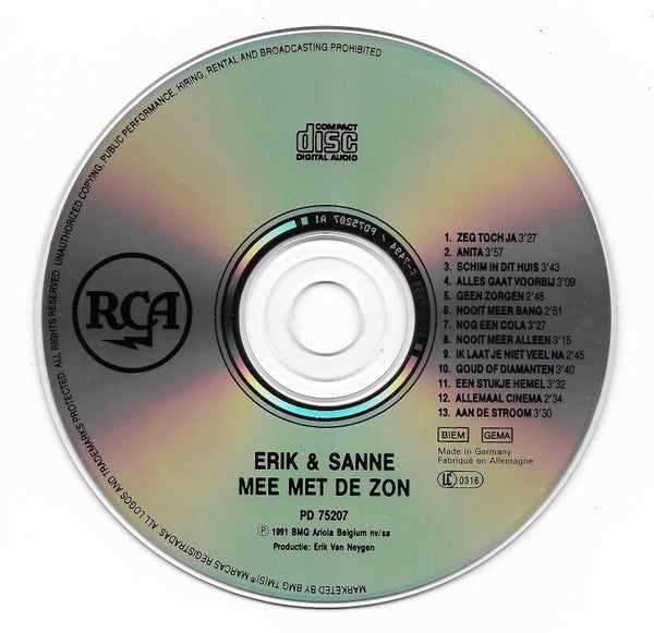 Erik Van Neygen & Sanne : Mee Met De Zon (CD, Album)