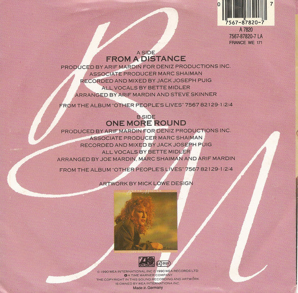 Bette Midler : From A Distance (7", Single, Sma)