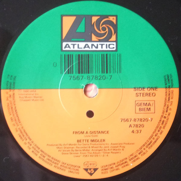 Bette Midler : From A Distance (7", Single, Sma)