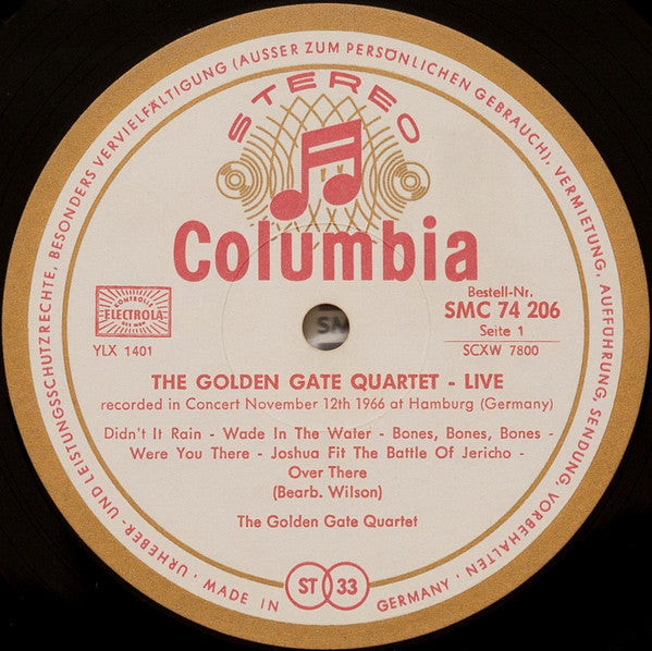 The Golden Gate Quartet : Live Recorded In Concert November 12th 1966 At Hamburg (Germany) (LP)