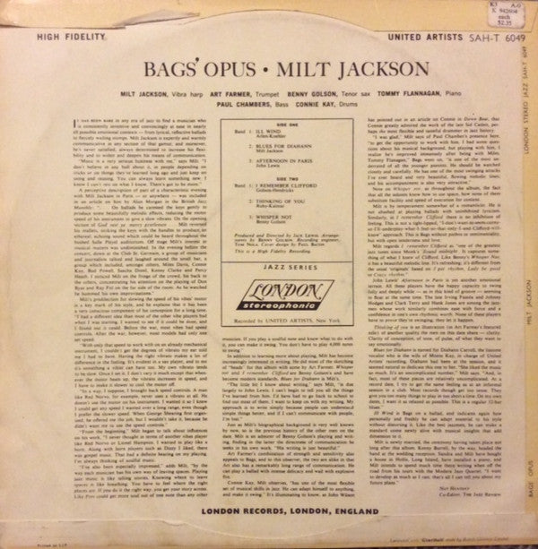 Milt Jackson : Bags' Opus (LP)