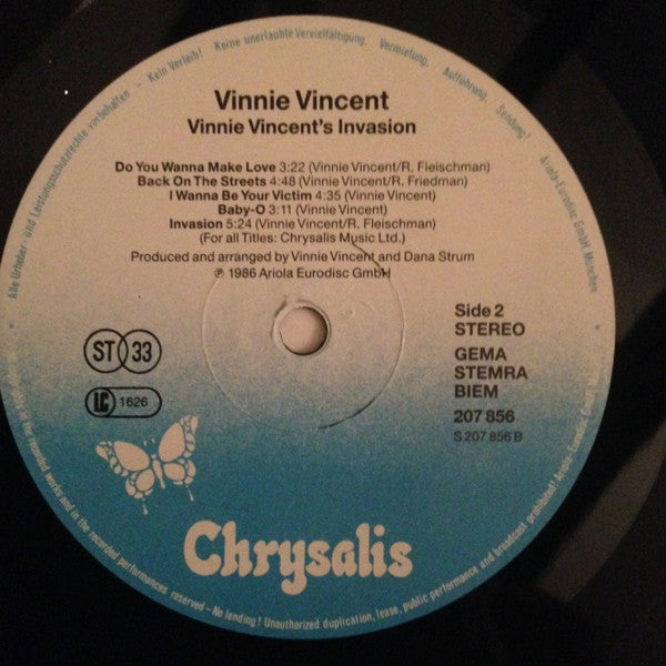Vinnie Vincent Invasion : Vinnie Vincent's Invasion (LP, Album)