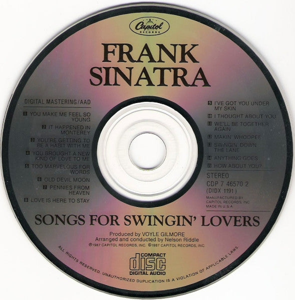 Frank Sinatra : Songs For Swingin' Lovers! (CD, Album, RE, RM)