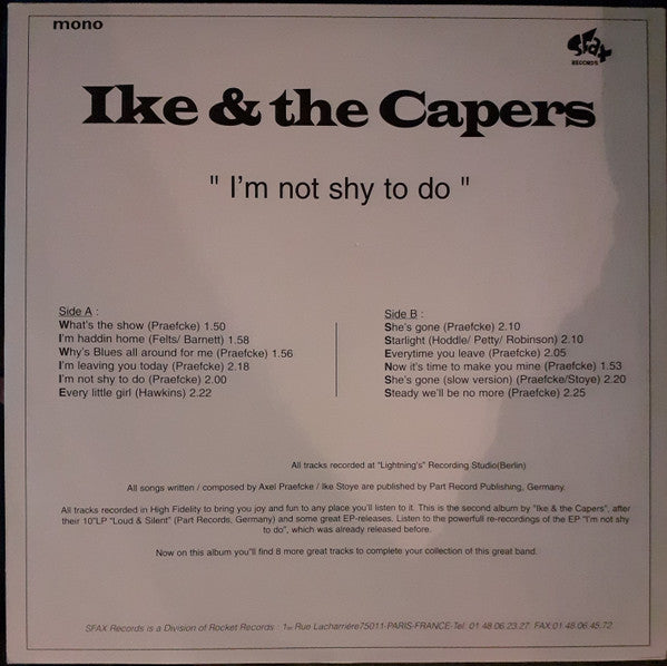 Ike & The Capers : I'm Not Shy To Do (LP, Album, Mono)