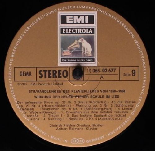 Dietrich Fischer-Dieskau, Aribert Reimann : Wirkung Der Neuen Wiener Schule Im Lied (LP)