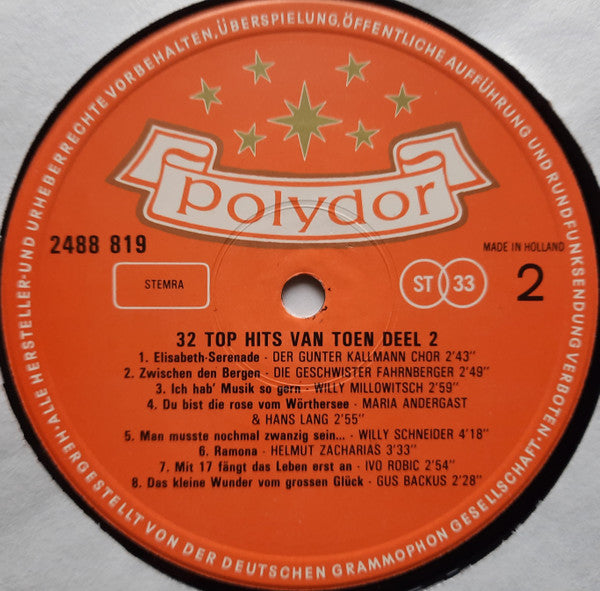 Various : 32 Top Hits Van Toen Deel 2 (2xLP, Comp)