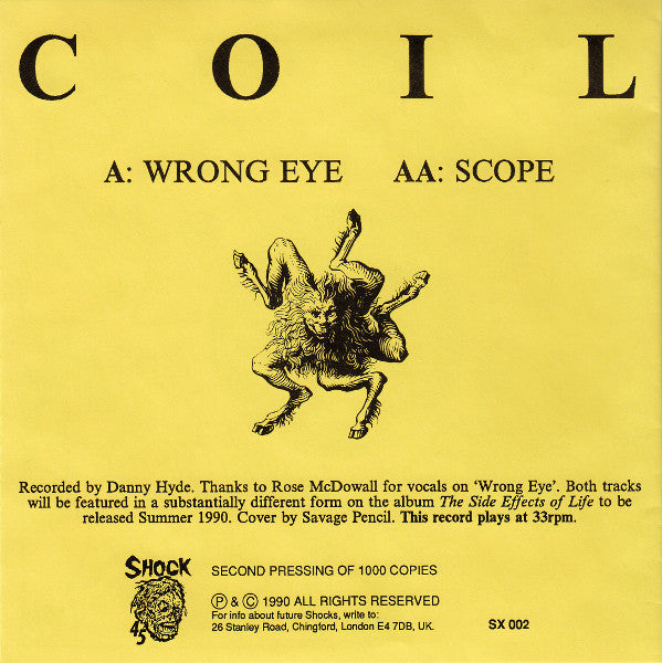Coil : Wrong Eye / Scope (7", Ltd, RP, Yel)