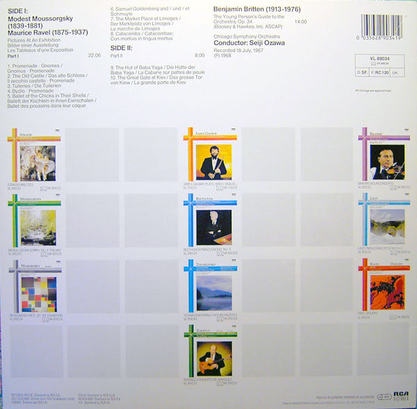 Modest Mussorgsky / Benjamin Britten - Boston Symphony Orchestra, Seiji Ozawa : Pictures At An Exhibition / Young Person's Guide To The Orchestra (LP)