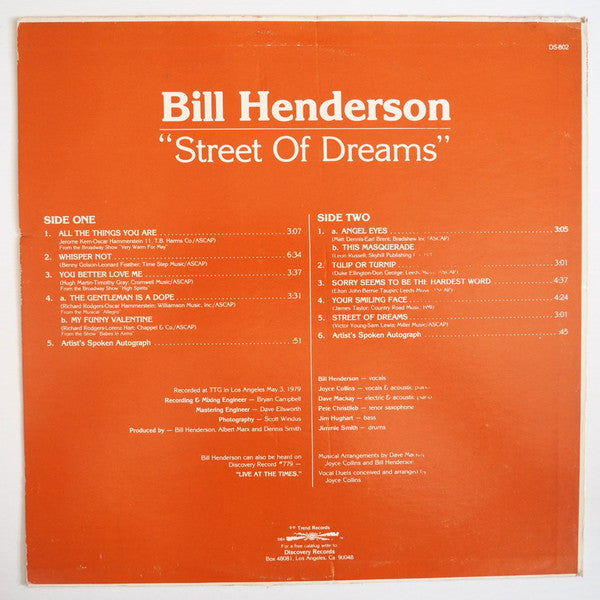 Bill Henderson (3) : Street Of Dreams (LP, Album)