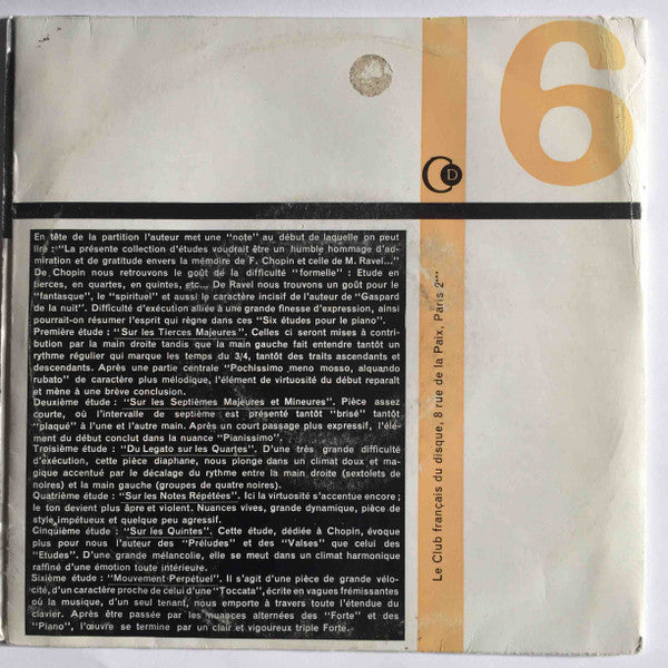 Alfredo Casella / Enrica Cavallo : Six Etudes Pour Piano Op. 70 (7", EP, Gat)