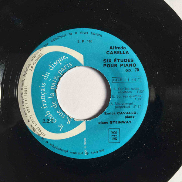 Alfredo Casella / Enrica Cavallo : Six Etudes Pour Piano Op. 70 (7", EP, Gat)