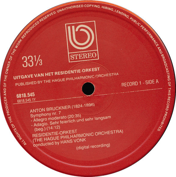 Bruckner*, Hans Vonk , Conductor - Ferdinand Leitner , Conductor - Residentie Orkest : Symphony 7 And Symphony 9 (2xLP, Gat)