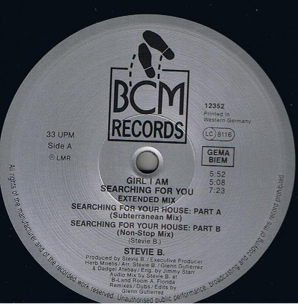 Stevie B : Girl I Am Searching For You (12")