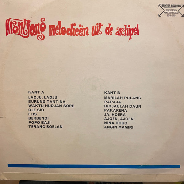Jackie Sprangers : Krontjong Melodieën Uit De Archipel (LP)